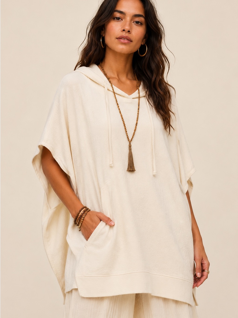 NWT Treasure & Bond Oversized Hooded Poncho Boho Relaxed Fit